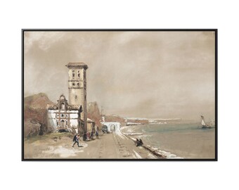 Extra grote muurkunst - "David Roberts' Dawlish: Kustelegantie in extra grote muurkunst - ingelijste canvasprint 32x48"