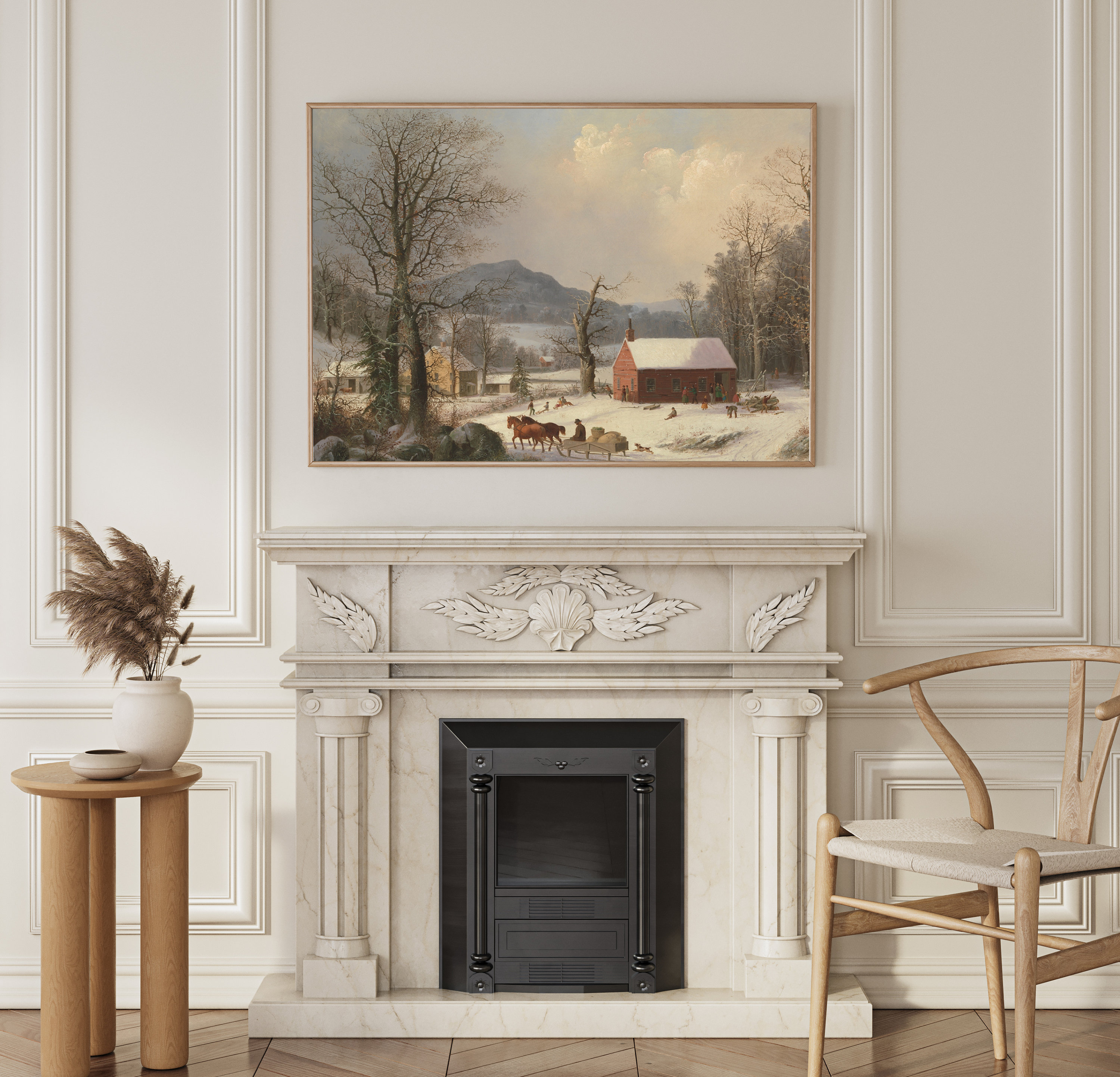 Framed Wall Artvintage Winter Sceneprinted Canvaswinter Scenehigh Quality Printed Canvas in
