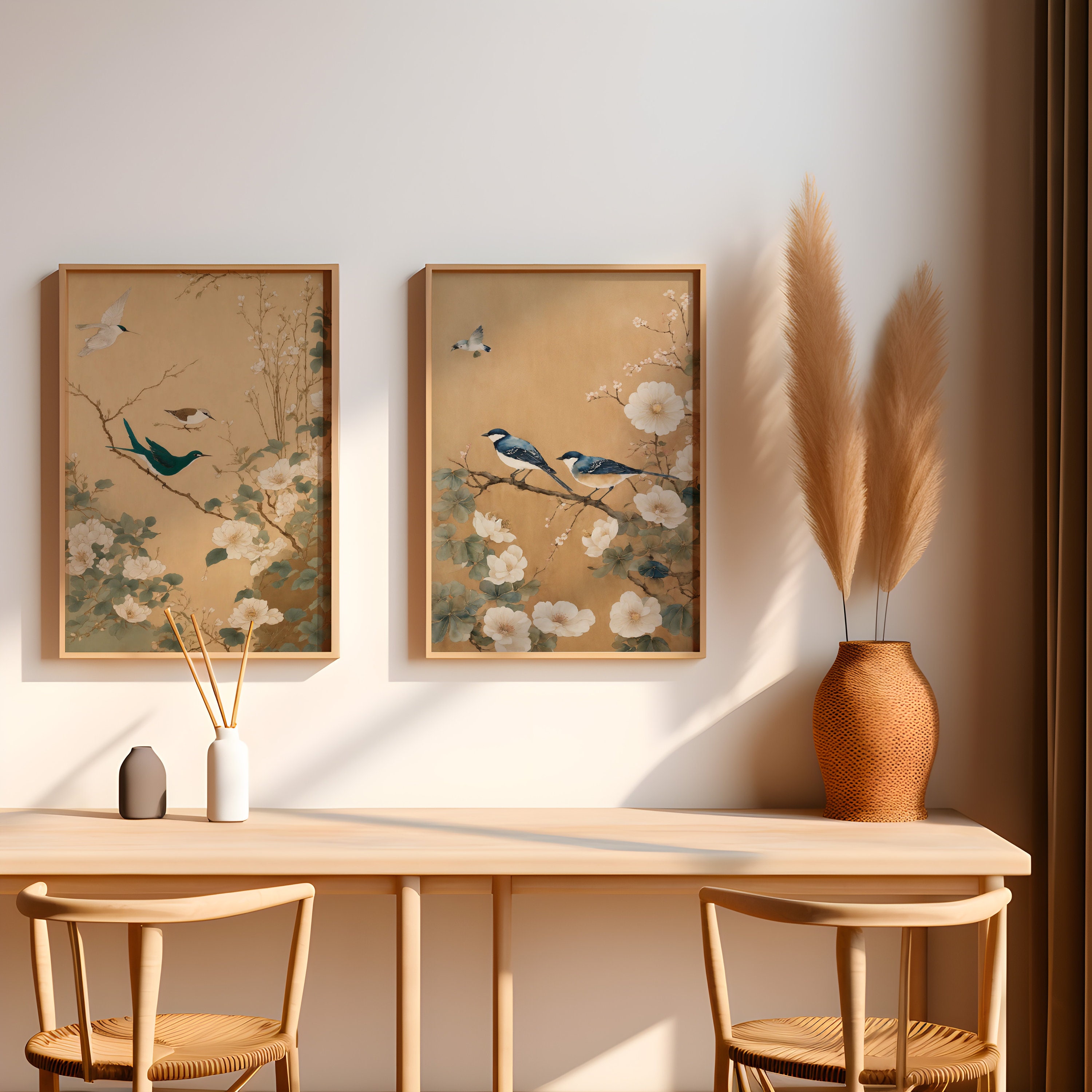 Japandi Wall Decor Set of 2 Downloadable Japandi Art Prints Japandi