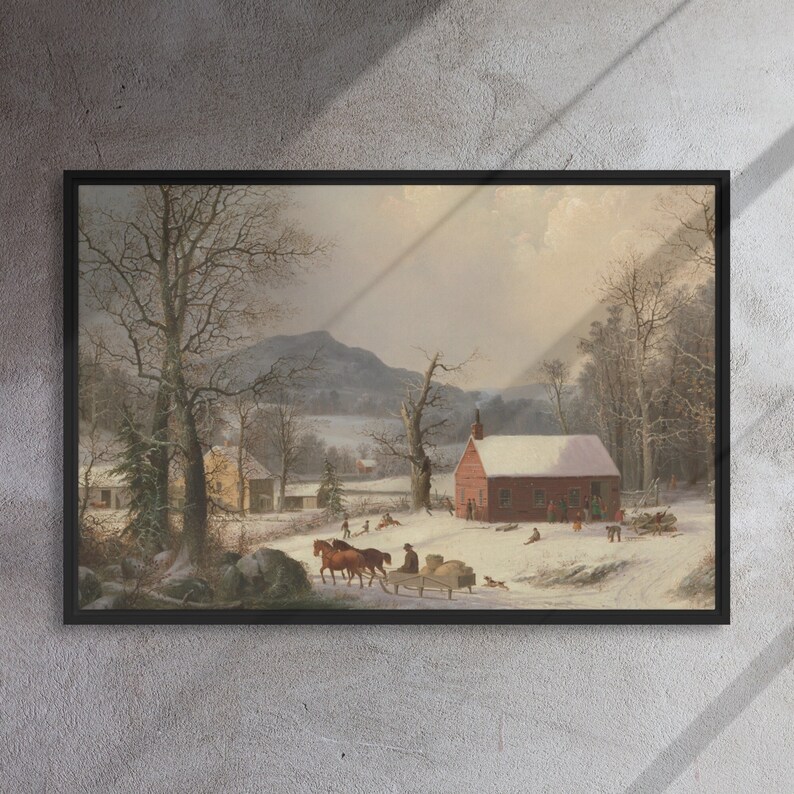 Framed Wall Artvintage Winter Sceneprinted Canvaswinter Scenehigh Quality Printed Canvas in