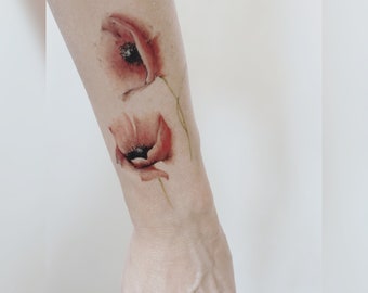 Wildflower Collection: Poppy Temporary Tattoo