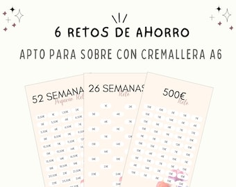 6 Hermosos Retos de Ahorros - Colección Rosa - Español