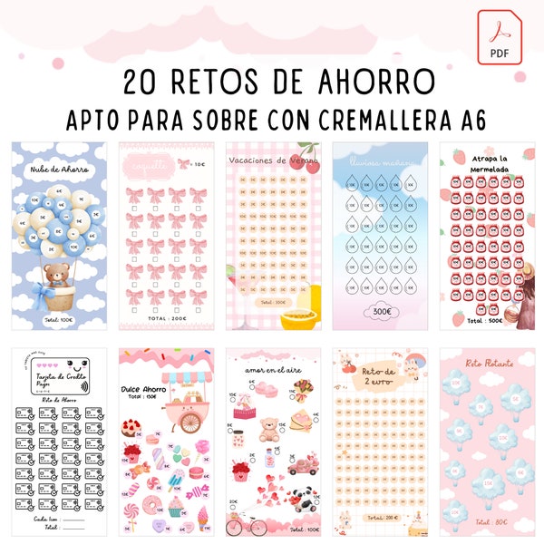 20 Hermosos Retos de Ahorros - Colección Rosa - Español