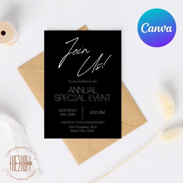 Modern Business Invitation | Minimal Invitation | Custom Digital Mobile Text messages Invite | Corporate Event | Retirement Party | Canva