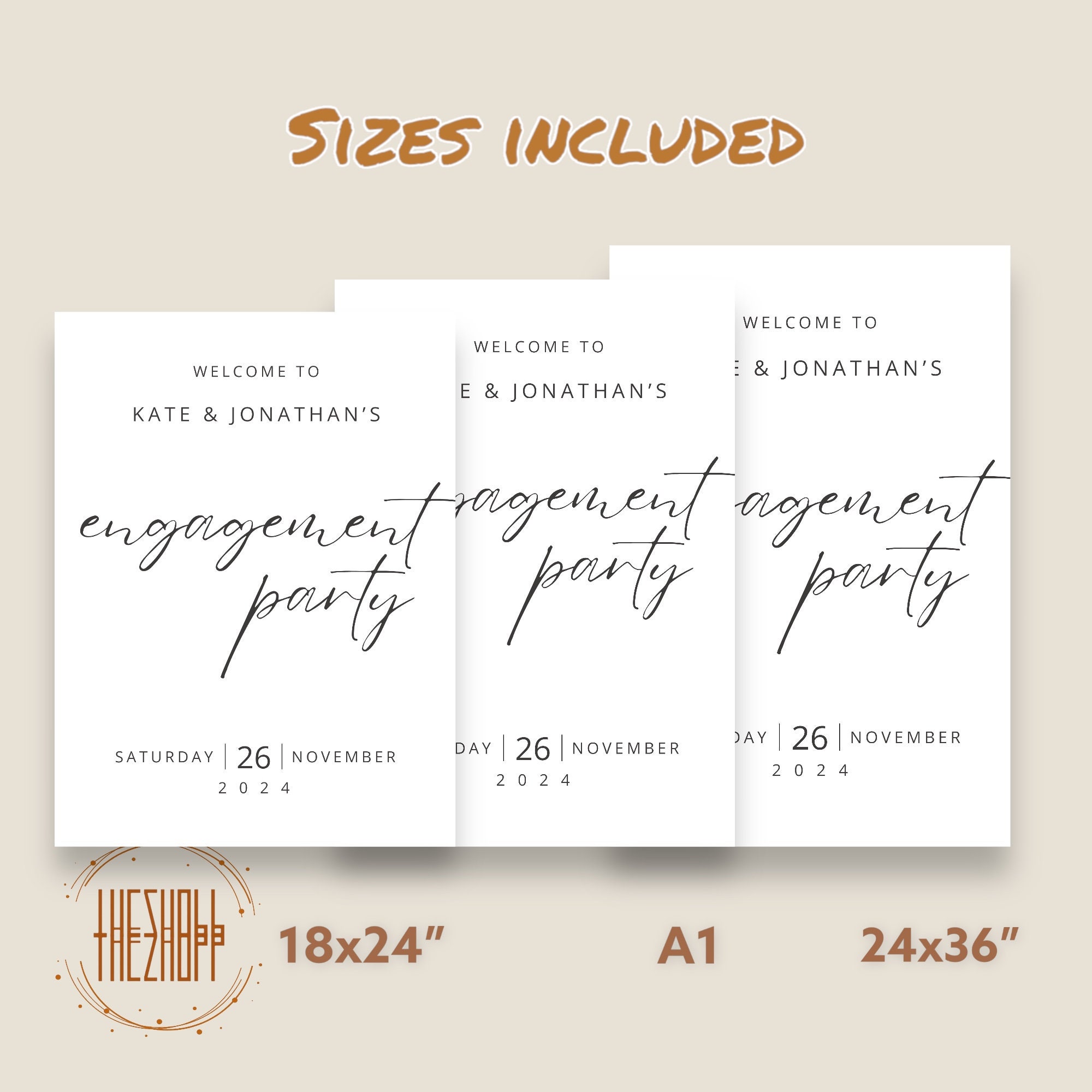 Engagement Party Welcome Sign Template Modern Welcome Sign