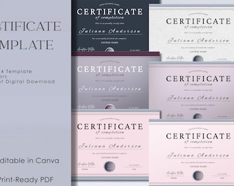 Editable Certificate of Completion Template Bundle | Canva Beauty Course Flyer (Digital Download)