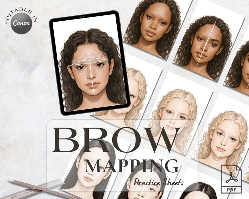 Brow Mapping Practice Sheets | Microblading Training Worksheets (PDF ...