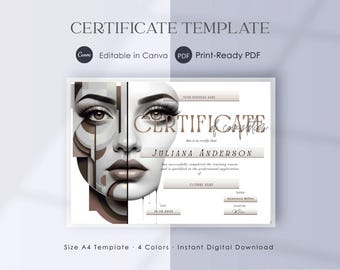 Beauty Training Certificate Template • Salon Academy Branding (Editable Canva, A4)