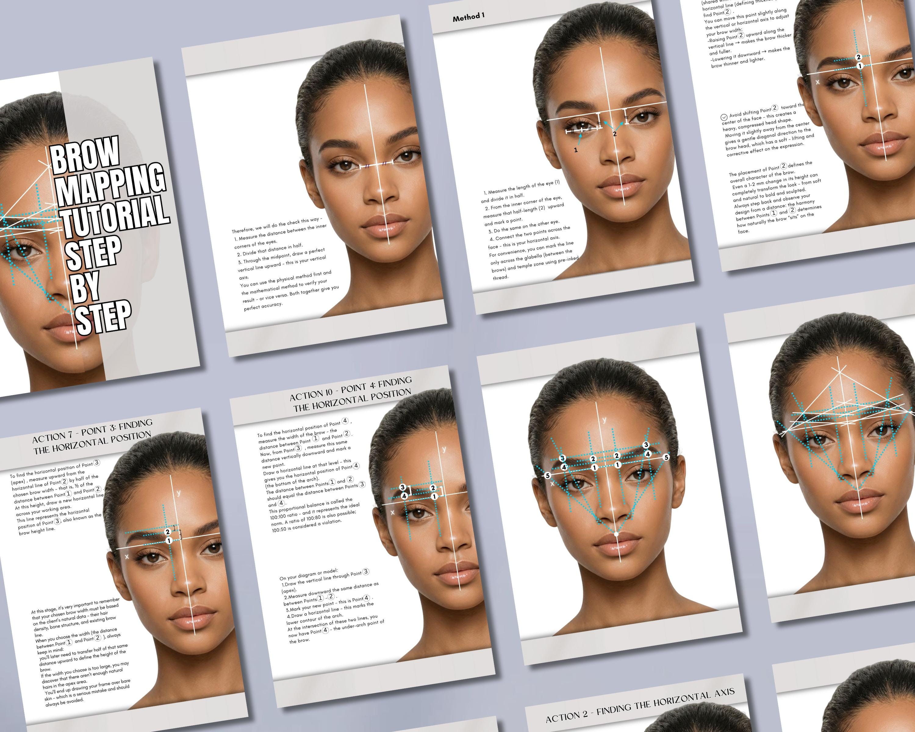 Sewing Pattern Brow Brow Mapping Tutorial | Step-by-step Eyebrow Architecture (PDF Pattern ...
