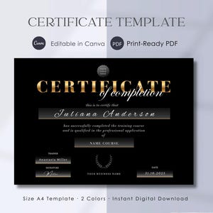 Luxury Beauty Academy Certificate Template • Editable in Canva (Digital Download)