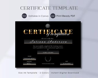 Luxury Beauty Academy Certificate Template • Editable in Canva (Digital Download)