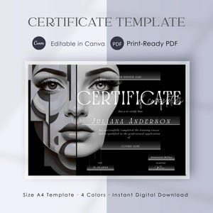 Beauty Academy Certificate Template • Makeup & Lash Training (Editable Canva)
