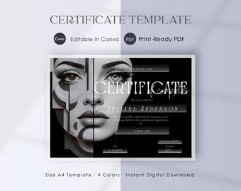 Beauty Academy Certificate Template • Makeup & Lash Training (Editable Canva)