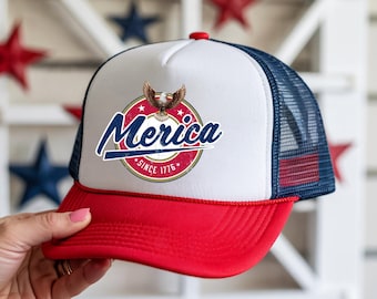 Merica 1776 4th of July Foam Mesh Adjustable Trucker Hat
