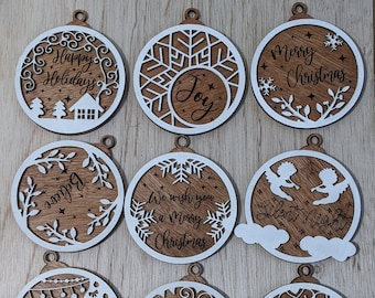 Personalized Tags wood, Stocking Tags, Handcrafted Two-Layered Design with Walnut &  Birch, Name Tag, Christmas Stocking, Christmas Gift Tag