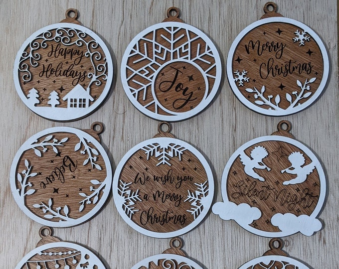 Personalized Tags wood, Stocking Tags, Handcrafted Two-Layered Design with Walnut &  Birch, Name Tag, Christmas Stocking, Christmas Gift Tag