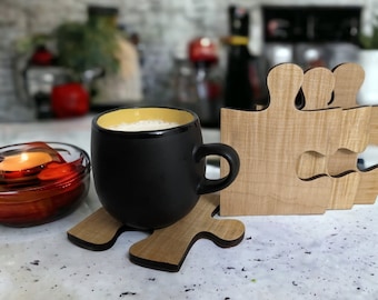 Personalized Wooden Coasters, puzzle coasters, Set of four coasters,Maple Wood, wooden decor