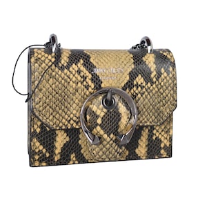 Äkta Jimmy Choo Madeline Mini Python Print Leather Axelväska | Lyxig Designer Axelväska Med Ask Äkthetskort