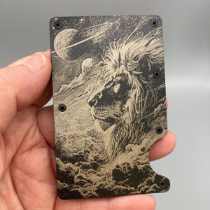 Porte-carte RFID gravé – Lion Mystique - Metal Wallet - Pince à Billet
