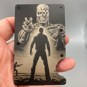 Porte-carte RFID gravé – L'Homme contre la Machine Terminator - metal Wallet - Pince à Billet