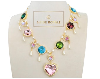 Doll Movie Heart Necklace | Retro Runway Statement Jewelry | Luxury Fashion