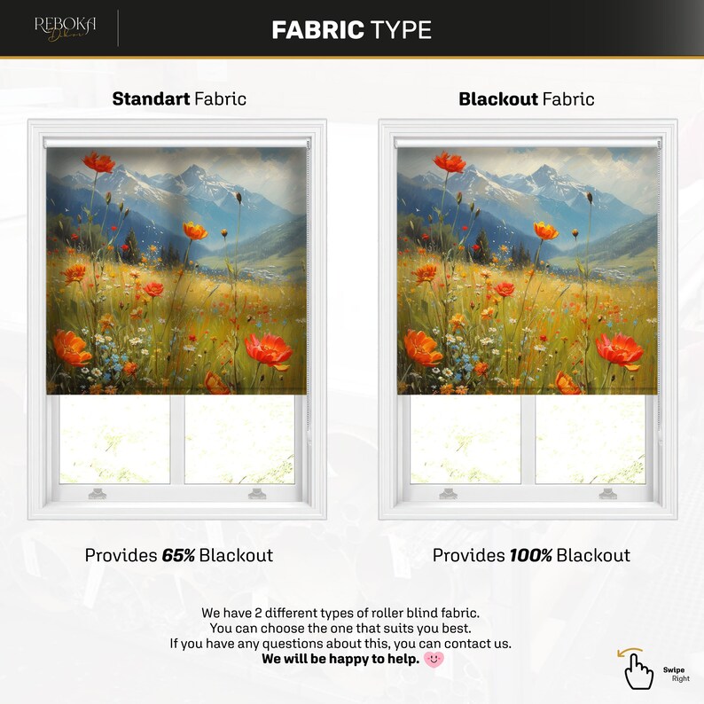 Rural Landscape Printed Roller Shade, Mountain Landspace Roller Blind, Oil Pinting Tulip Field Artwork