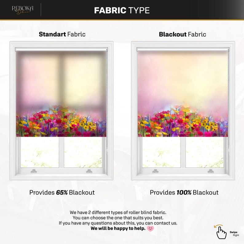 Pink Summer Floral Roller Shades, French Door Blinds for Window, Spring