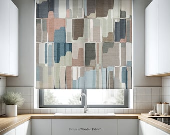 Abstract Pastel Color Roller Shades, Living Room Printed Roller Blinds, Blackout Curtains