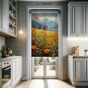 Rural Landscape Printed Roller Shade, Mountain Landspace Roller Blind, Oil Pinting Tulip Field Artwork