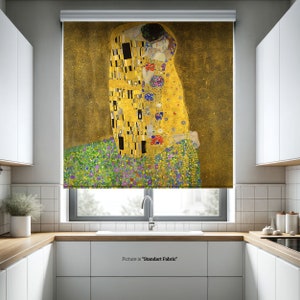 The Kiss Roller Shades for Living Room, Gustav Klimt Artwork Printed Roller Blinds, Home Window Decor image 7