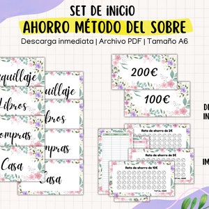Savings Starter Set for the Envelope Method | 80 Savings Categories with Tracker | Pack 8 Savings Challenges | Spanish | Printable PDF