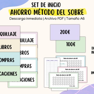 Savings Starter Set for the Envelope Method | 80 Savings Categories with Tracker | Pack 8 Savings Challenges | Spanish | Printable PDF