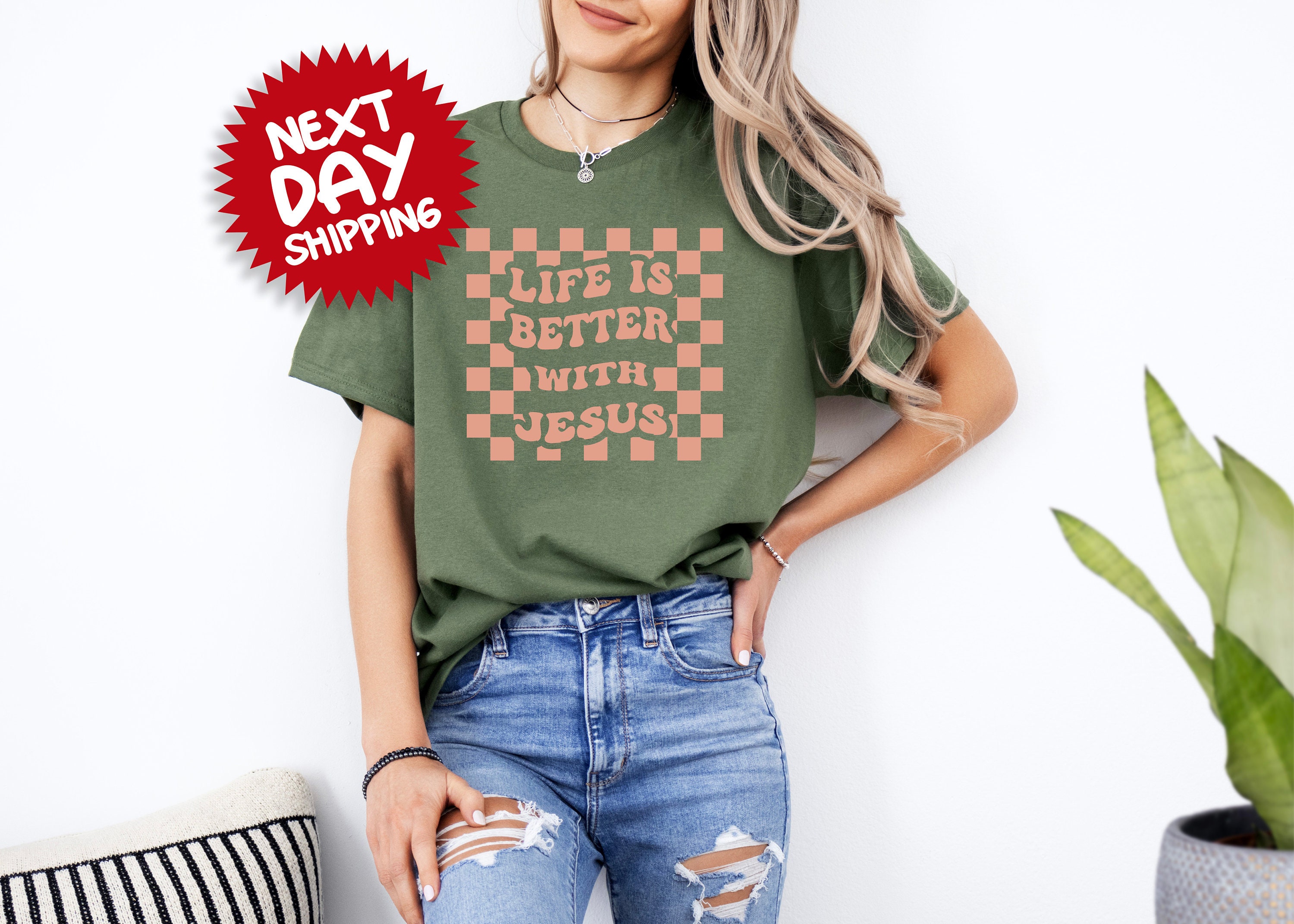 Life Is Better With Jesus Shirt, Religious Shirt, Trendy Jesus Shirt, Faith Shirt, Christian Gifts, Catholic Gift, Church Shirt