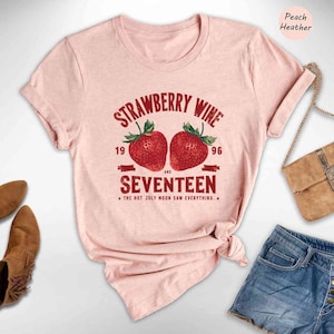 Strawberry Vintage Shirt, Vintage Retro Band Tee, Strawberry Wine Lovers Shirt, Summer's Graphic Tee, Retro Inspired Shirt image 2