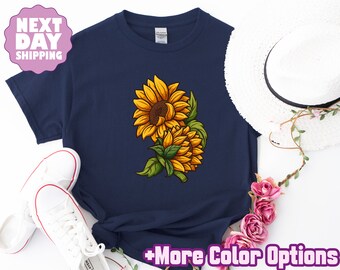 Sunflower Shirt, Floral Wildflower Graphic Tee, Womens Nature T-Shirt, Gift for Mom