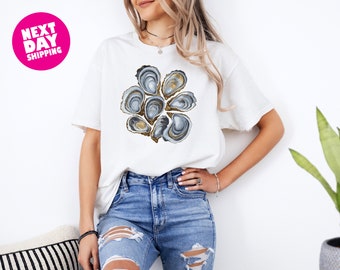 Seashell Graphic Tee Vintage Oyster T-Shirt, Seashell Shirt, Trendy summer T-shirt, Coastal T shirt, Beach Tee, SeaShell Tee