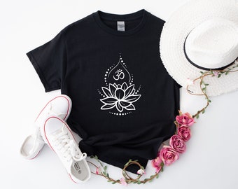 Lotus Flower TShirt, Yoga Graphic Tees, Meditation Shirt, Spiritual T-Shirt, Yoga Lover Shirt, Boho Style Shirt, Gift for Her