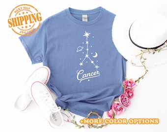 Cancer Zodiac Constellation Shirt, Celestial Star Sign Tee, Astrology Birthday Gift, Cancer Horoscope T-Shirt for Women
