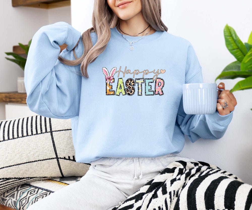Happy Easter Hoodie, Easter Sweatshirt, Easter Cute Bunny Shirt, Easter Eggs Hoodie, Leopard Print Easter Shirt, Easter Shirt, Easter Tee Moderndaydecors