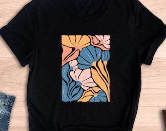 Flowers Tshirt, Boho Wildflowers Tshirt, Boho Flowers Shirt, Floral Nature Shirt, Art Nouveau Art Deco Shirt, Flowers Lover Graphic TeeShirt