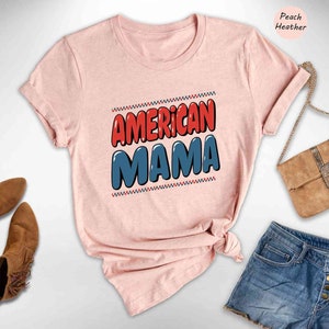American Mama And Mini Matching Tees, Mommy And Me, Checkered 4th Of July Shirt, Fourth Of July Tshirt, Mommy And Me 4th Of July T-shirt
