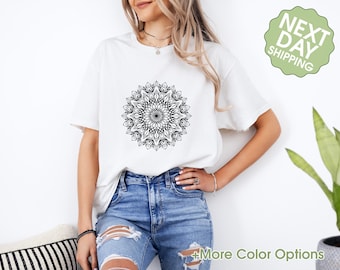 Mandala Lotus Shirt, Mandala T-Shirt, Lotus Shirt, Flower Shirt, Yoga Shirt, Minimalist Tee, Meditation T-Shirt