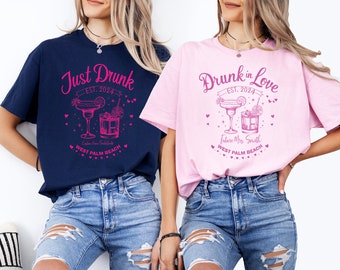 Custom Drunk in Love T-shirt, Bachelorette Party Shirts, Bachelorette Cocktail Club Shirts, Trendy Bridesmaid Shirts, Personalized Bride Tee
