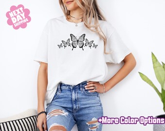 Butterfly Tshirt, Minimalist Shirts, Animal Graphic Tees, Cute Butterflies Shirt, Mom Plants Tee, Vintage Butterflies Shirt