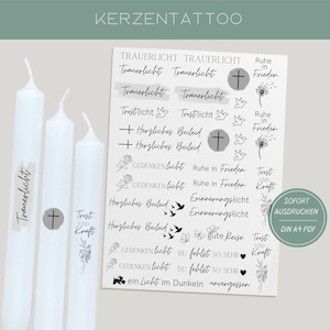 Deuil de tatouage de bougie| Modèle PDF de tatouage de bougie | téléchargement numérique Je pleure les bougies bâton | Décorer des bougies | Bougie de deuil