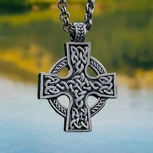 Celtic Cross pendant. Authentic cross necklace from Brompton. Handcrafted sterling silver cross. Celtic jewelry gifts.