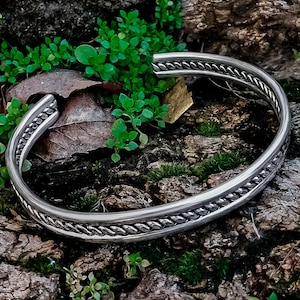 Handcrafted braided viking arm ring. Authentic viking bracelet. Sterling silver norse bracelet. Viking Jewelry Gifts.