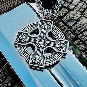 Celtic Cross pendant. Authentic cross necklace from Helensburgh. Handcrafted sterling silver cross. Celtic jewelry gifts.