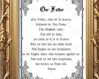 Our Father Printable Prayer | Lord's prayer Wall Art | Christian Home Decor | Instant Download Pdf AA01