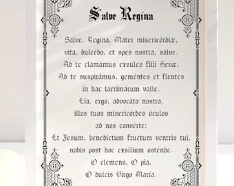 Salve Regina Lateinischer Gebetsdruck: Marian Antiphon, katholische Wandkunst, Hail, Holy Queen, Hymne TLM2